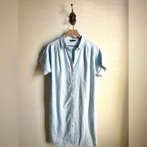 Well Worn Sky Blue Button Down Dress